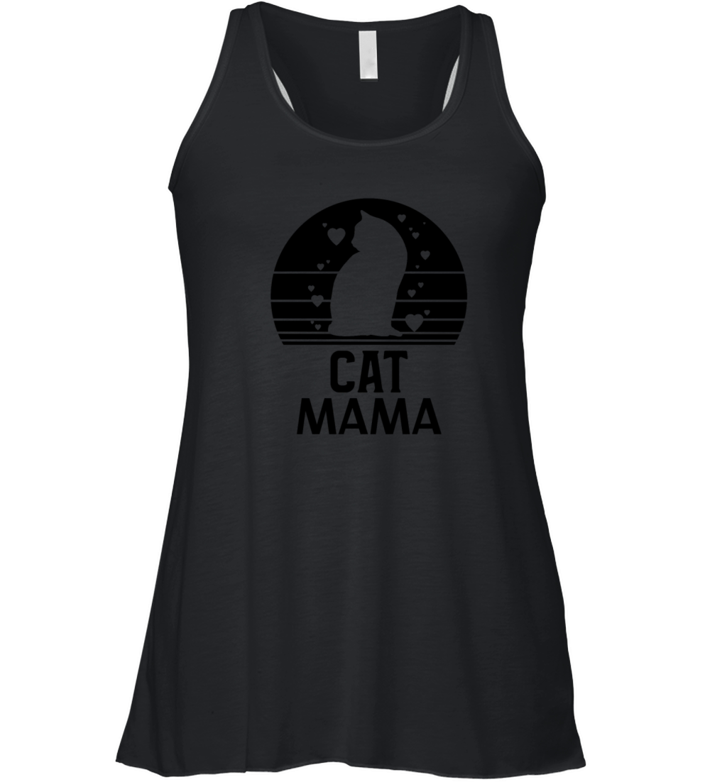 Cat Mom Retro Vintage 80s Style Tee Distressed Women's Flowy Tank Top