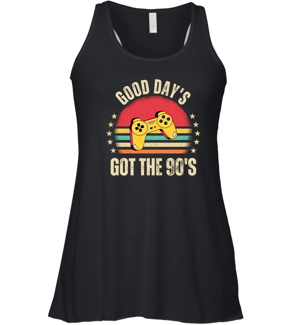Retro 90s Game Controller and Vintage Sunset Women's Flowy Tank Top