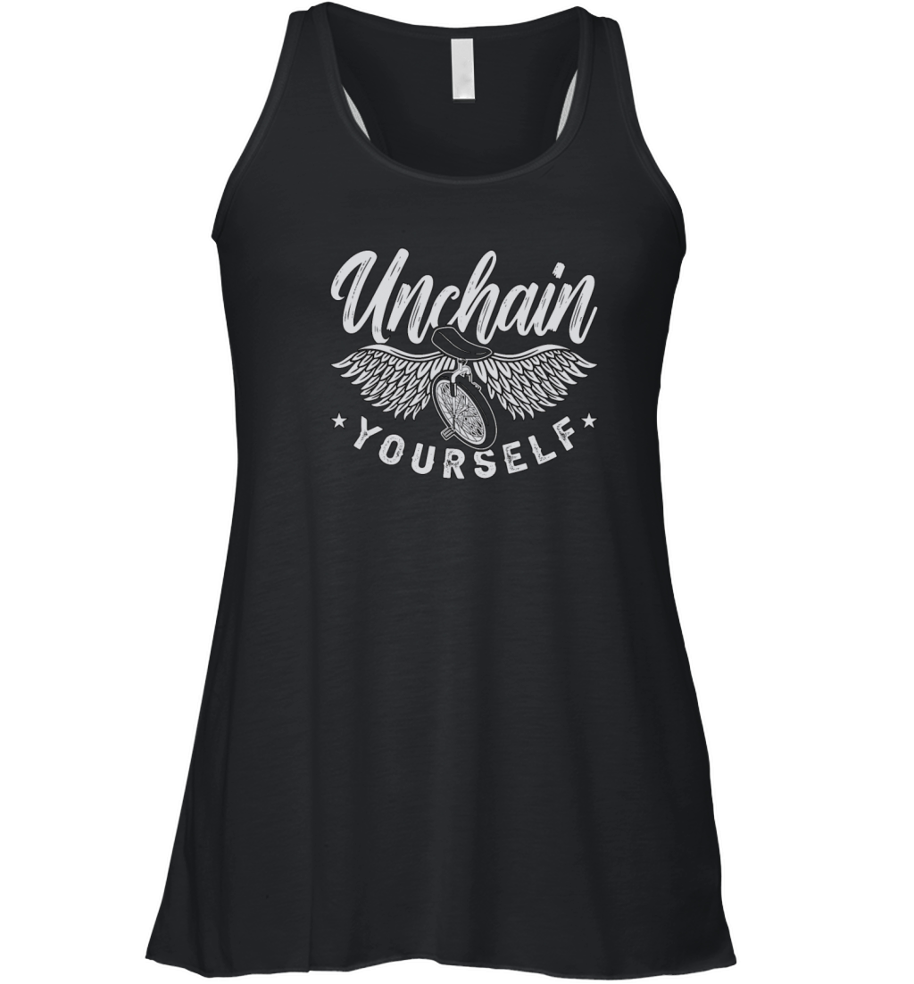 Unicycle Unchain Yourself One Wheel Unicyclist Women's Flowy Tank Top