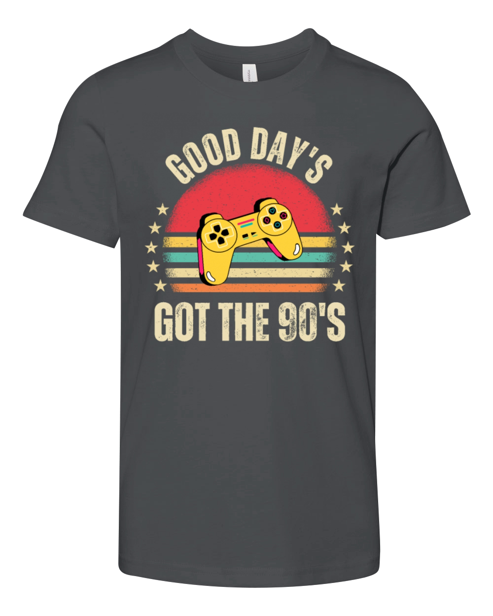 Retro 90s Game Controller and Vintage Sunset Youth Unisex Jersey Tee