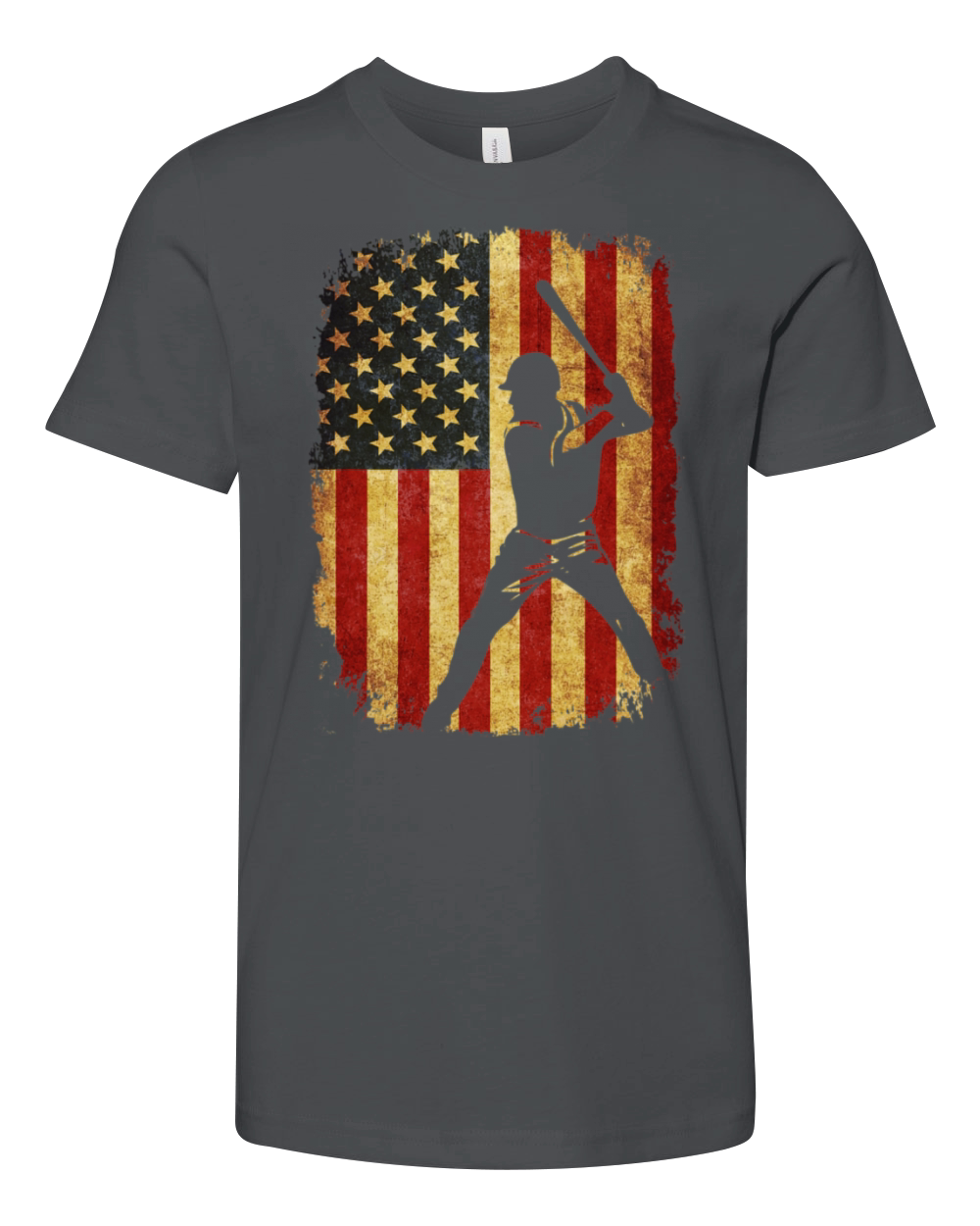Vintage American Flag Baseball Youth Unisex Jersey Tee