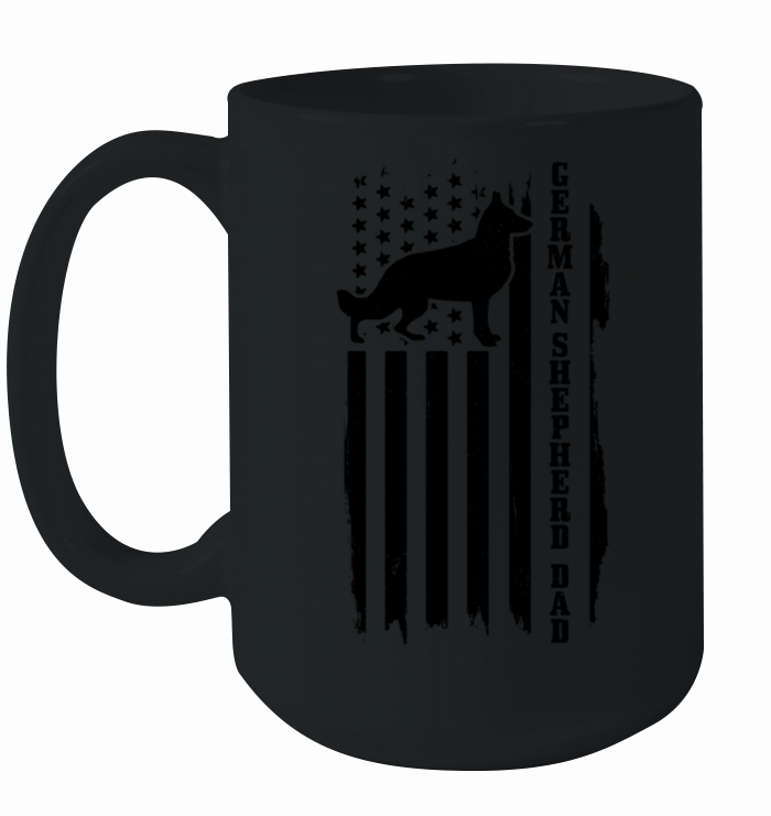 German Shepherd Dad Vintage American Flag Patrioti Ceramic Mug