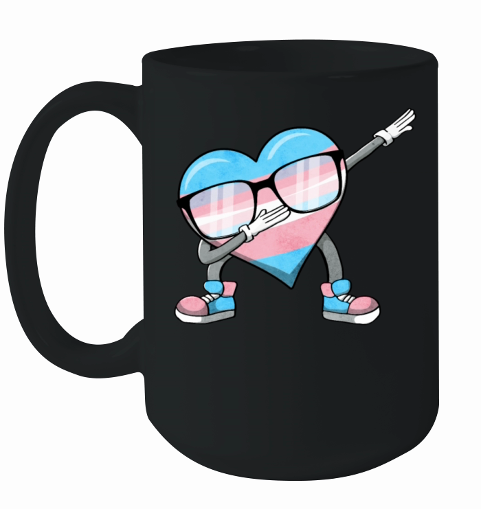 Transgender Pride Trans Flag Dabbing Heart Sublte Ceramic Mug