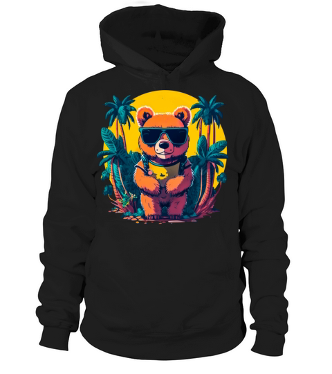 Vintage Retro Bear On Holidays Comic Style Hoodie Unisex