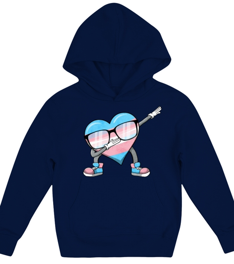 Transgender Pride Trans Flag Dabbing Heart Sublte Kids Hoodie