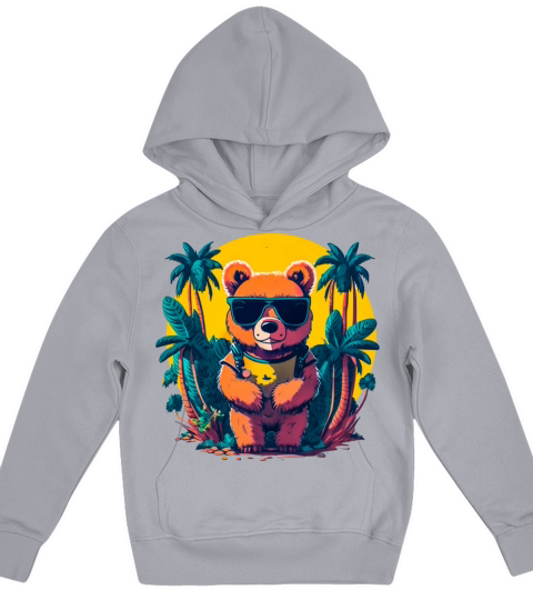 Vintage Retro Bear On Holidays Comic Style Kids Hoodie