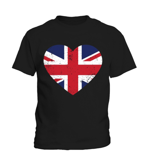 UK Flag Shirt Heart - Brittish Shirt Kids T-Shirt