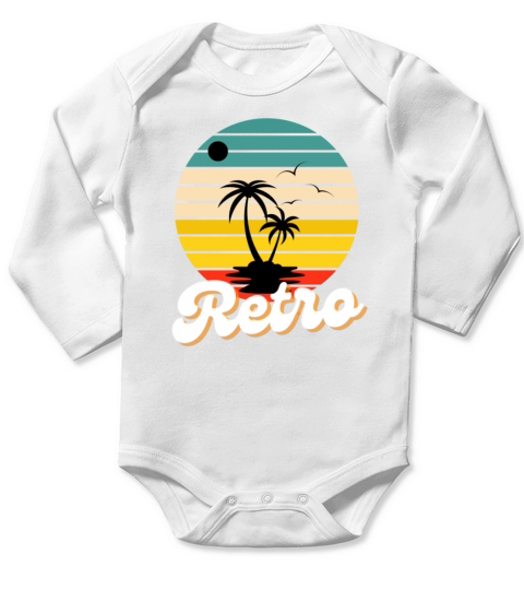 Retro vintage shirt with beach and sun tshirts Long Sleeve Baby One-Piece