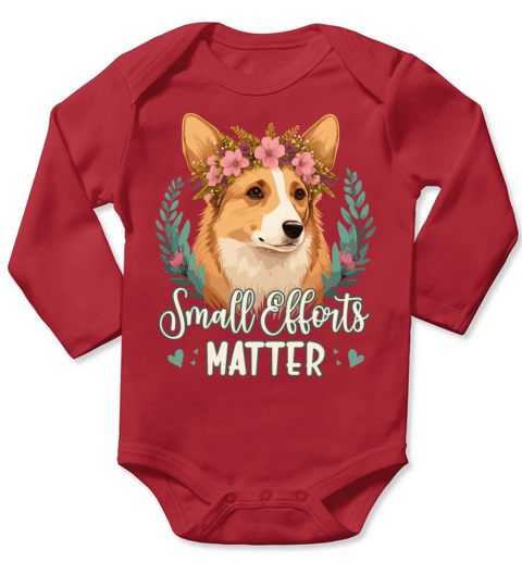 Small Efforts Matter Border Collie Dog Positive Af Long Sleeve Baby One-Piece