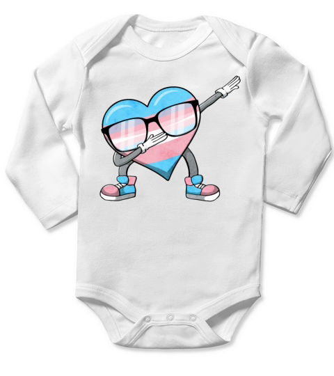 Transgender Pride Trans Flag Dabbing Heart Sublte Long Sleeve Baby One-Piece