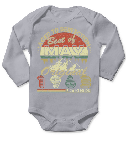 Vintage born May 1963 Birthday May 1963 Long Sleeve Baby One-Piece