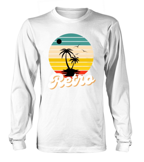Retro vintage shirt with beach and sun tshirts Long sleeved Unisex