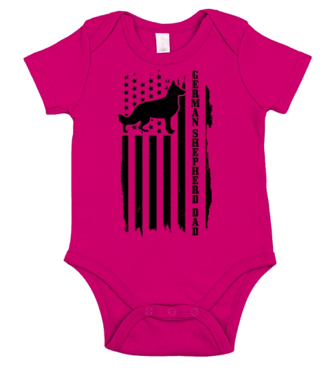 German Shepherd Dad Vintage American Flag Patrioti Short Sleeve Baby One-Piece