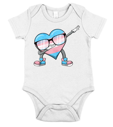Transgender Pride Trans Flag Dabbing Heart Sublte Short Sleeve Baby One-Piece