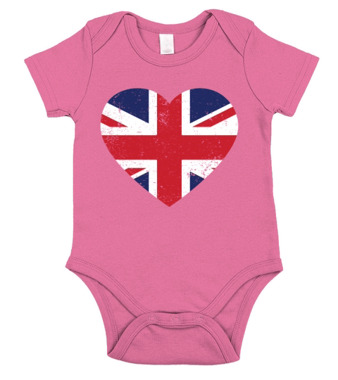 UK Flag Shirt Heart - Brittish Shirt Short Sleeve Baby One-Piece