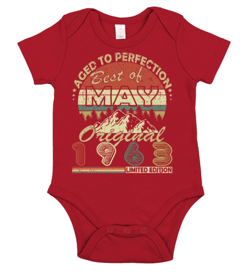 Vintage born May 1963 Birthday May 1963 Short Sleeve Baby One-Piece