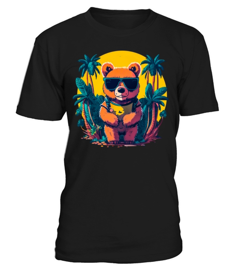 Vintage Retro Bear On Holidays Comic Style T-Shirt Unisex