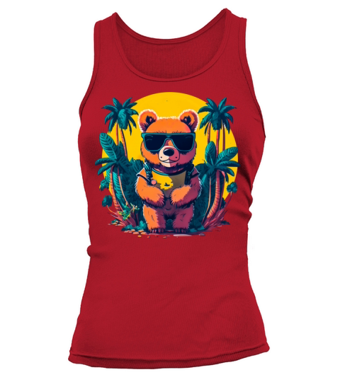 Vintage Retro Bear On Holidays Comic Style Tank top Woman