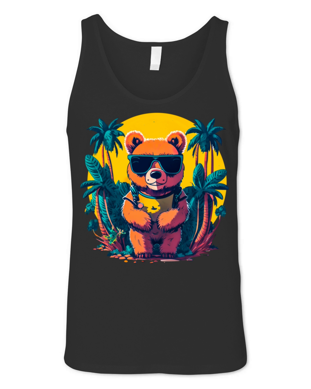 Vintage Retro Bear On Holidays Comic Style Unisex Jersey Tank