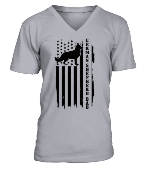 German Shepherd Dad Vintage American Flag Patrioti V-Neck T-shirt