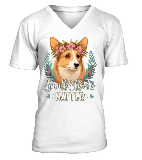 Small Efforts Matter Border Collie Dog Positive Af V-Neck T-shirt