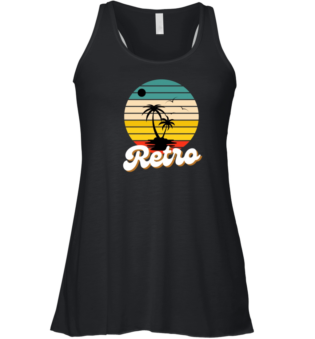 Retro vintage shirt with beach and sun tshirts Women's Flowy Tank Top