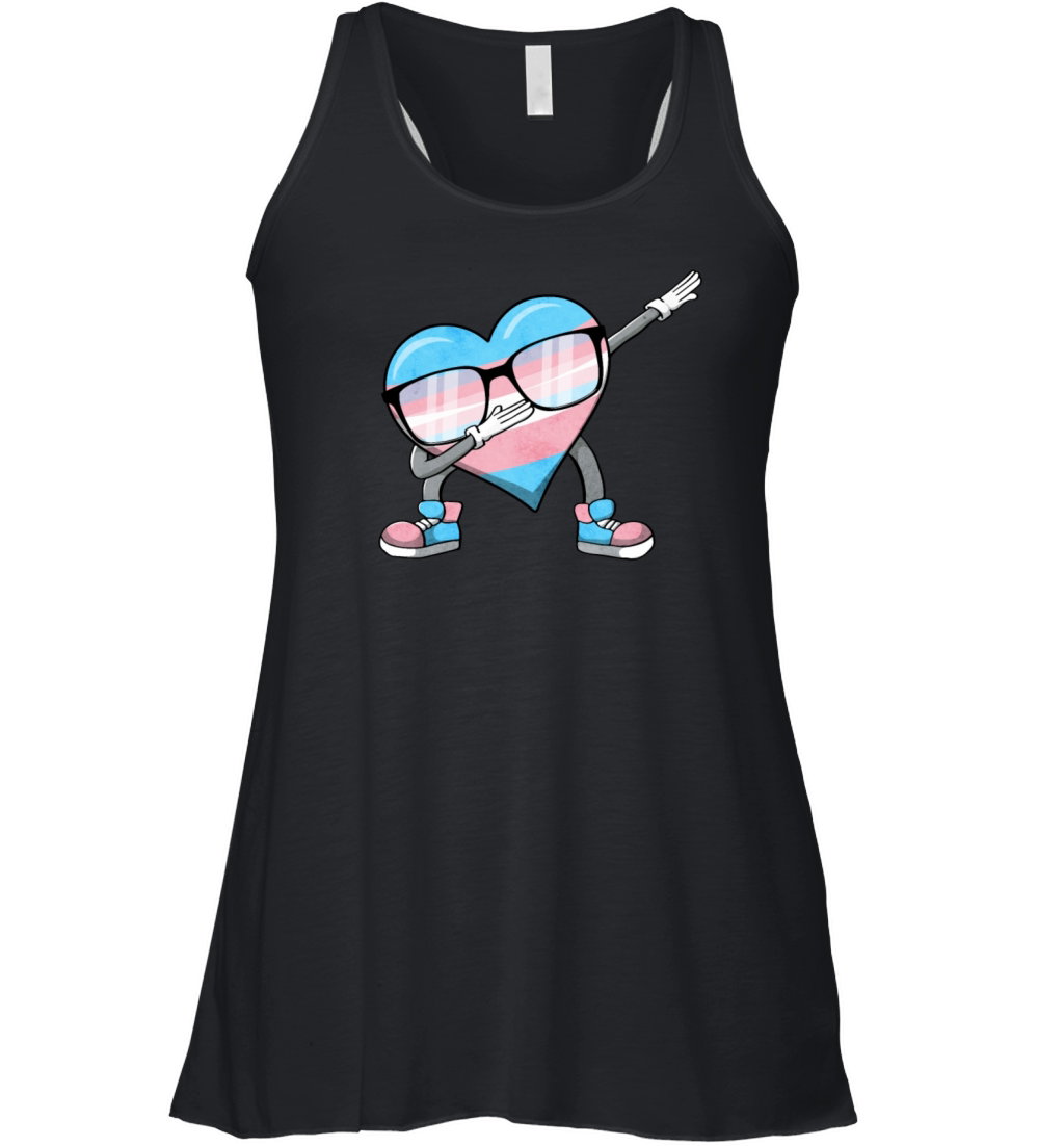 Transgender Pride Trans Flag Dabbing Heart Sublte Women's Flowy Tank Top