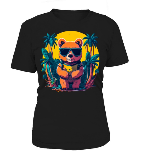 Vintage Retro Bear On Holidays Comic Style Women's T-Shirt