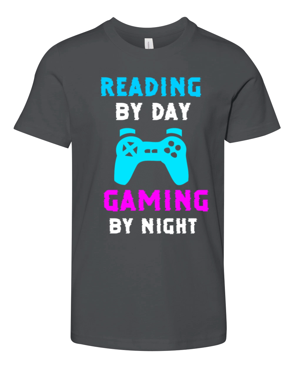 Reading by day gaming by night Youth Unisex Jersey Tee