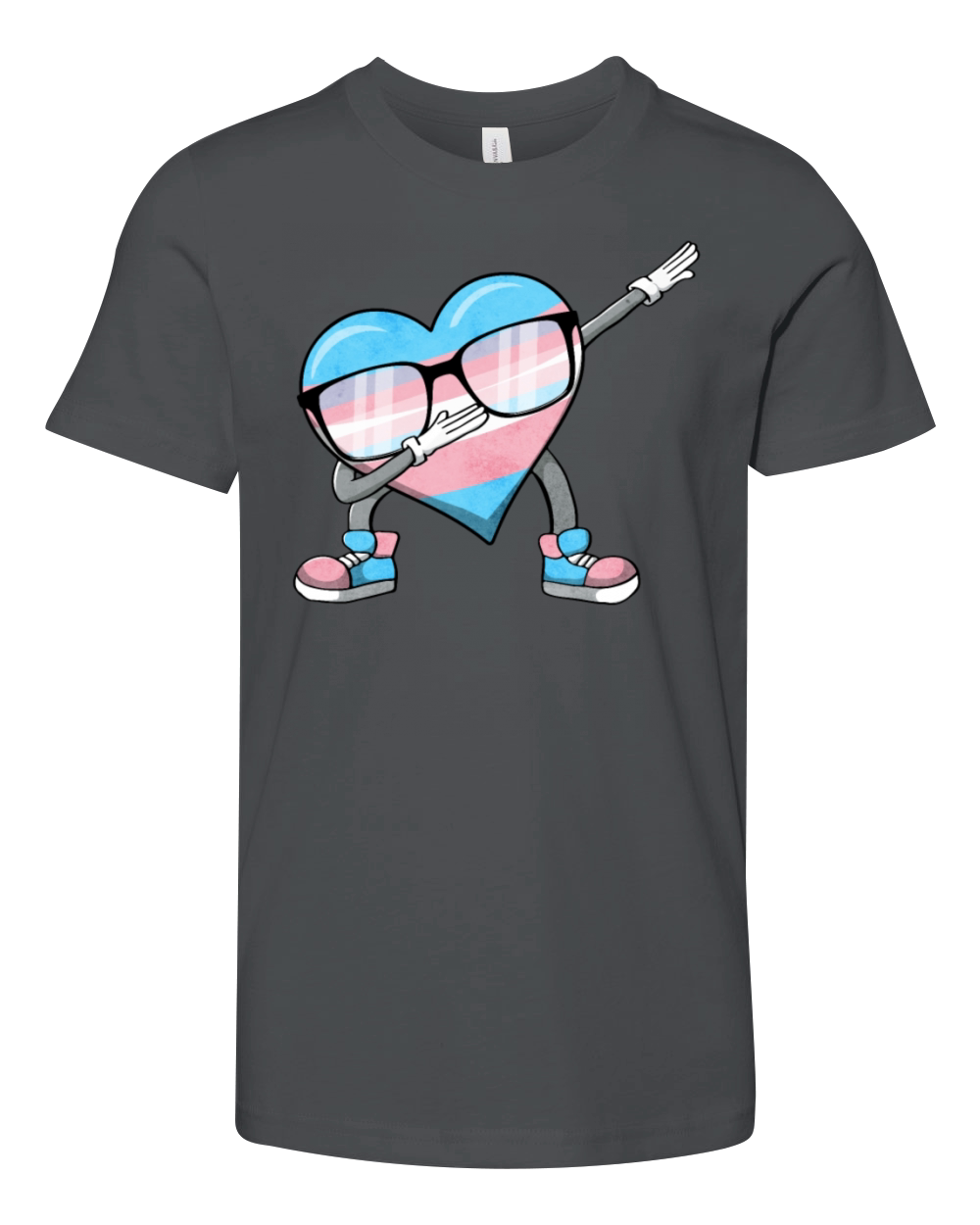Transgender Pride Trans Flag Dabbing Heart Sublte Youth Unisex Jersey Tee