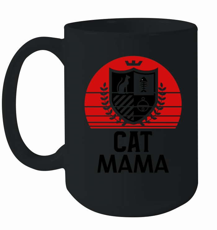 Distressed Cat Mama Vintage Eighties Style Retro Ceramic Mug