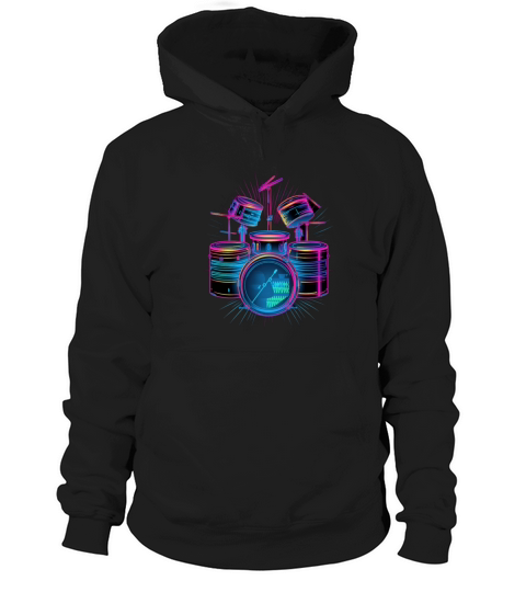 Drummer Drum Set 80s Retro Vintage Drumming Drums Hoodie Unisex