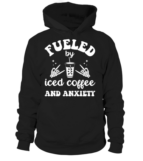 Fueled By Iced Coffee and Anxiety Retro Groovy Hoodie Unisex