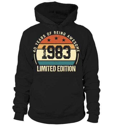 Vintage 40 Year Old Birthday Gifts 1983 Retro 40th Hoodie Unisex