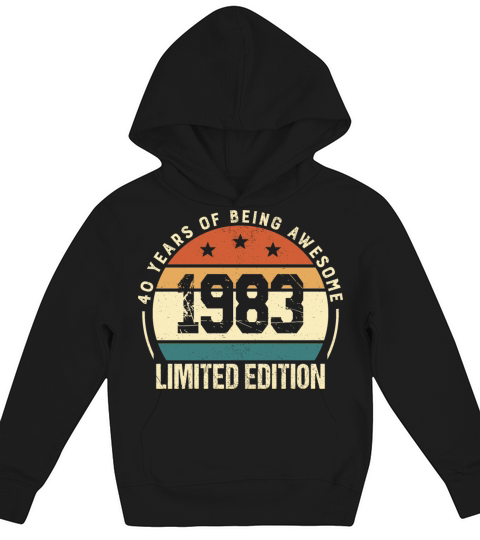 Vintage 40 Year Old Birthday Gifts 1983 Retro 40th Kids Hoodie