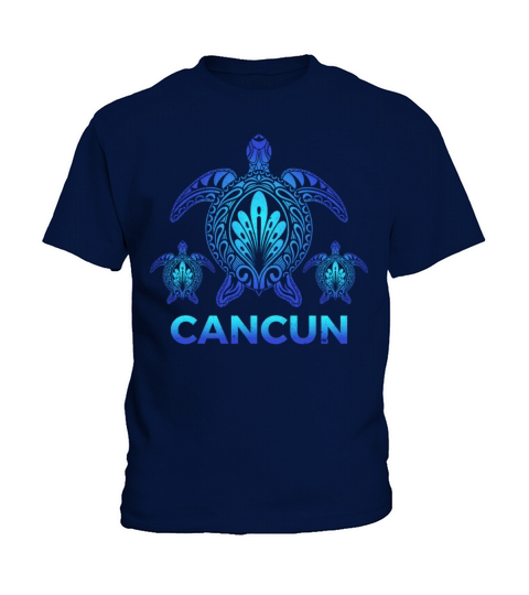 Vintage Cancun Mexico Ocean Blue Turtle Souvenirs Kids T-Shirt