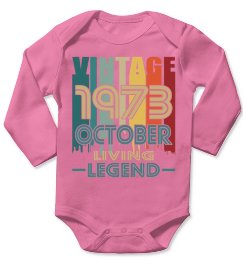 50th birthday october 1973 vintage 1973 Long Sleeve Baby One-Piece