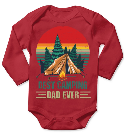 Best Camping Dad Ever Father s Day Vintage Sunset Long Sleeve Baby One-Piece
