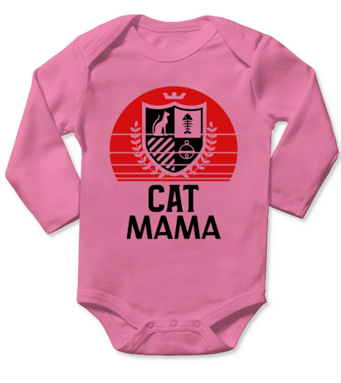 Distressed Cat Mama Vintage Eighties Style Retro Long Sleeve Baby One-Piece