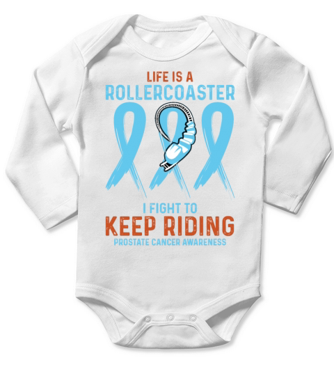 Light Blue Ribbon Fight Prostate Cancer Long Sleeve Baby One-Piece