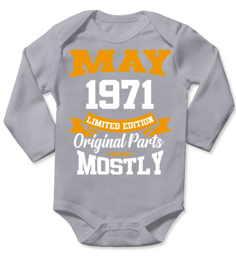 May 1971 Vintage Birthday Present Long Sleeve Baby One-Piece