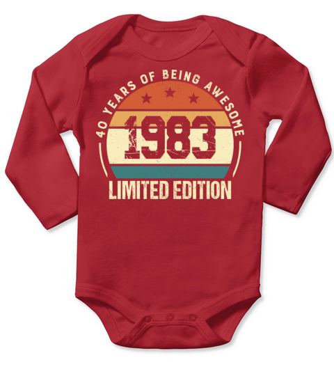 Vintage 40 Year Old Birthday Gifts 1983 Retro 40th Long Sleeve Baby One-Piece