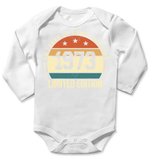 Vintage 50 Year Old Birthday Gifts 1973 Retro 50th Long Sleeve Baby One-Piece