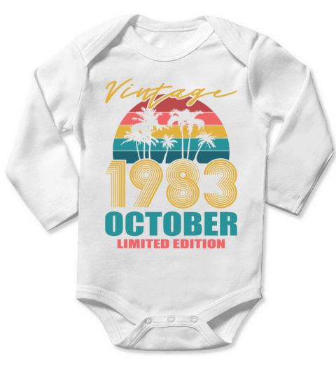 Vintage October 1983 Limited Edition Long Sleeve Baby One-Piece