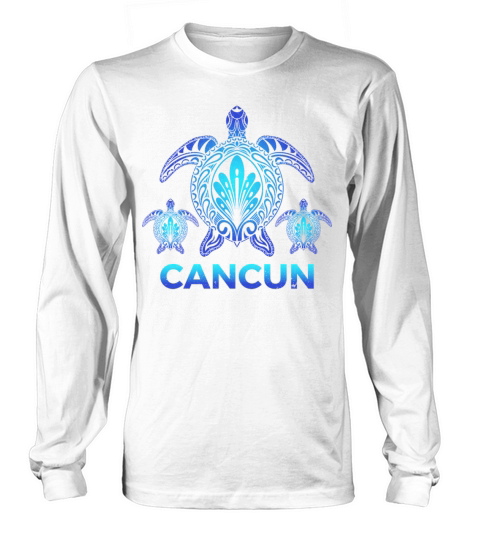 Vintage Cancun Mexico Ocean Blue Turtle Souvenirs Long sleeved Unisex