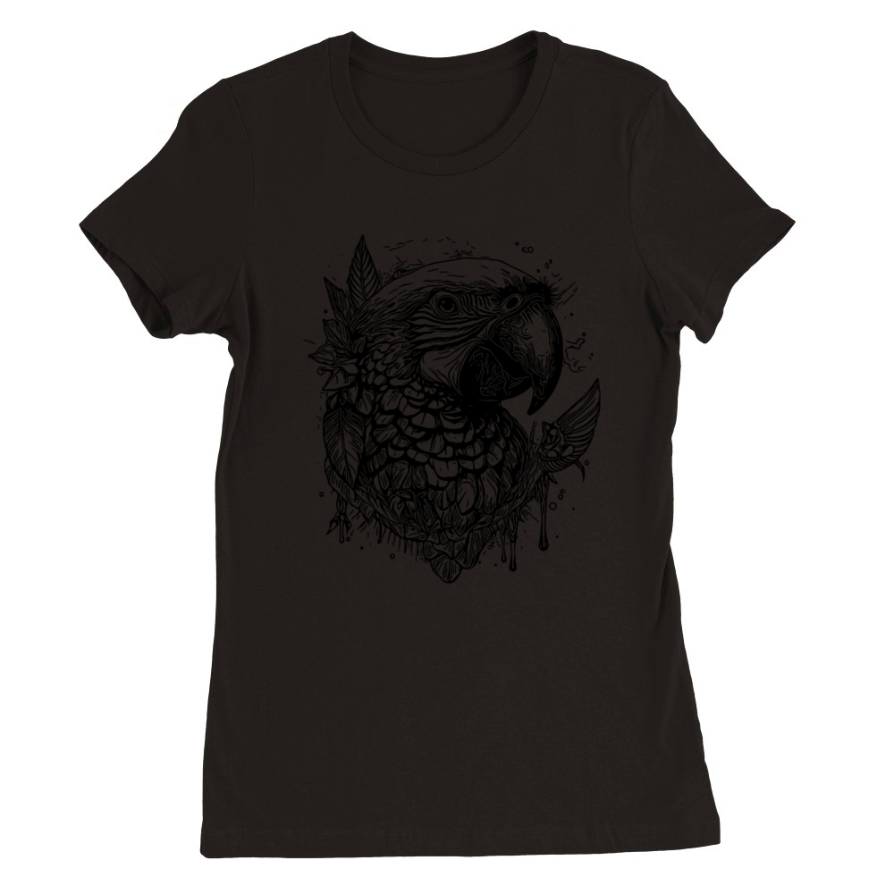 Pretty Parrot Vintage Bird Portrait Drawing Premium Womens Crewneck T-shirt
