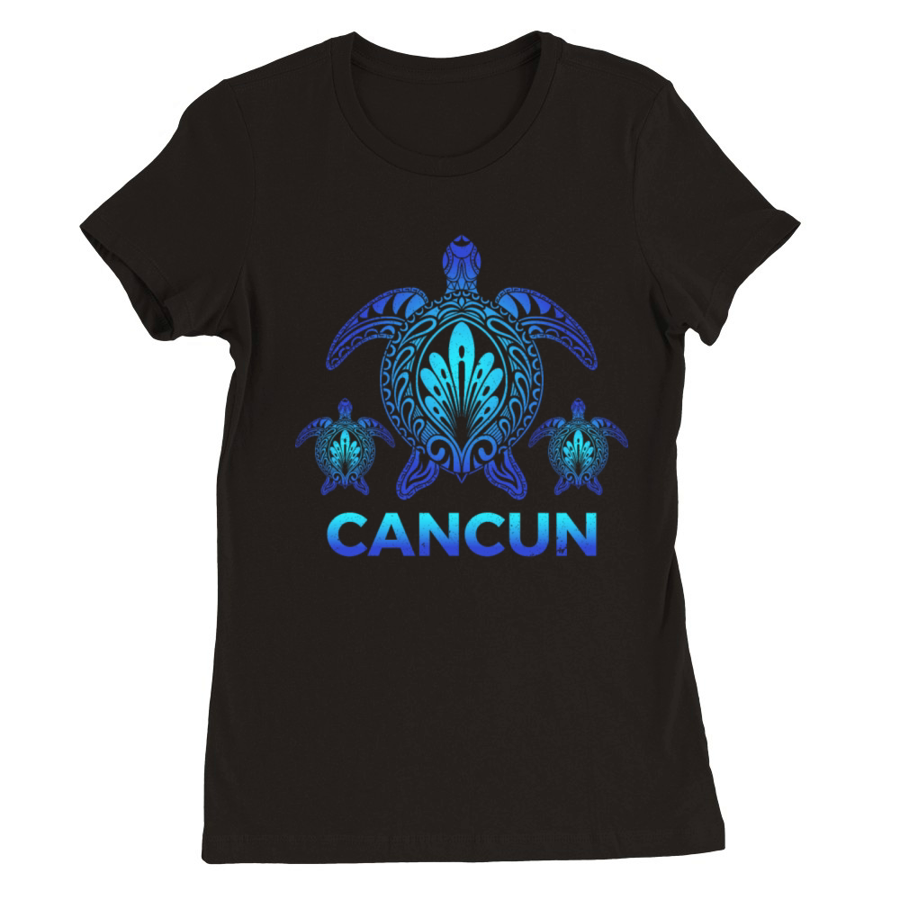 Vintage Cancun Mexico Ocean Blue Turtle Souvenirs Premium Womens Crewneck T-shirt