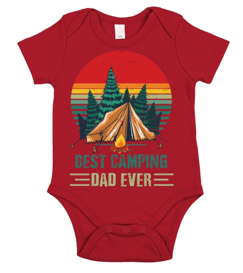 Best Camping Dad Ever Father s Day Vintage Sunset Short Sleeve Baby One-Piece