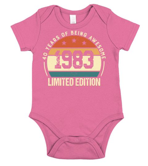 Vintage 40 Year Old Birthday Gifts 1983 Retro 40th Short Sleeve Baby One-Piece