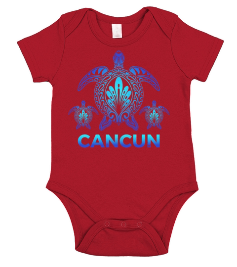 Vintage Cancun Mexico Ocean Blue Turtle Souvenirs Short Sleeve Baby One-Piece
